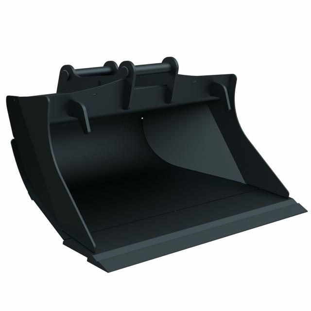 Angled grading bucket for excavators