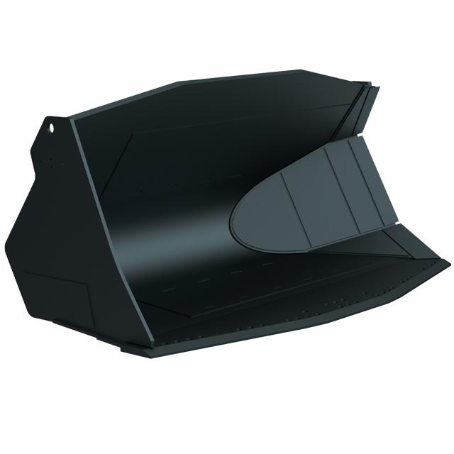 Side dump bucket for wheel loaders